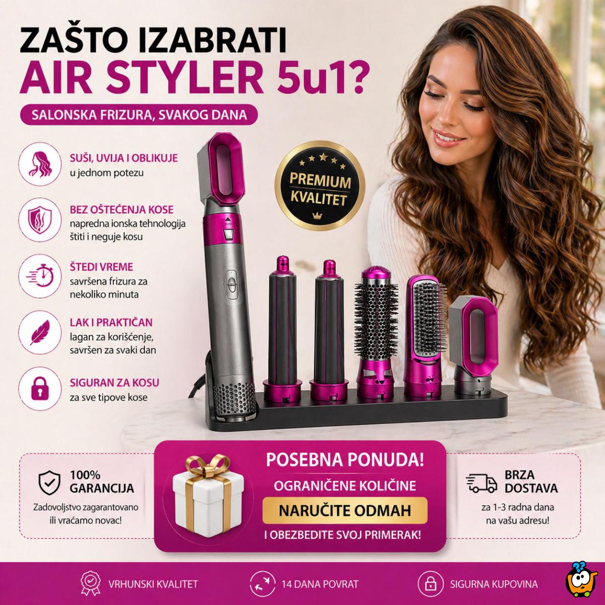 Air Styler 5u1 fen sa nastavcima - Frizura kao iz salona za 5 minuta kod kuće