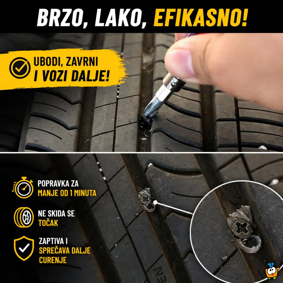 Magični šrafovi za gume - Popravi gumu za 30 sekundi – bez vulkanizera!