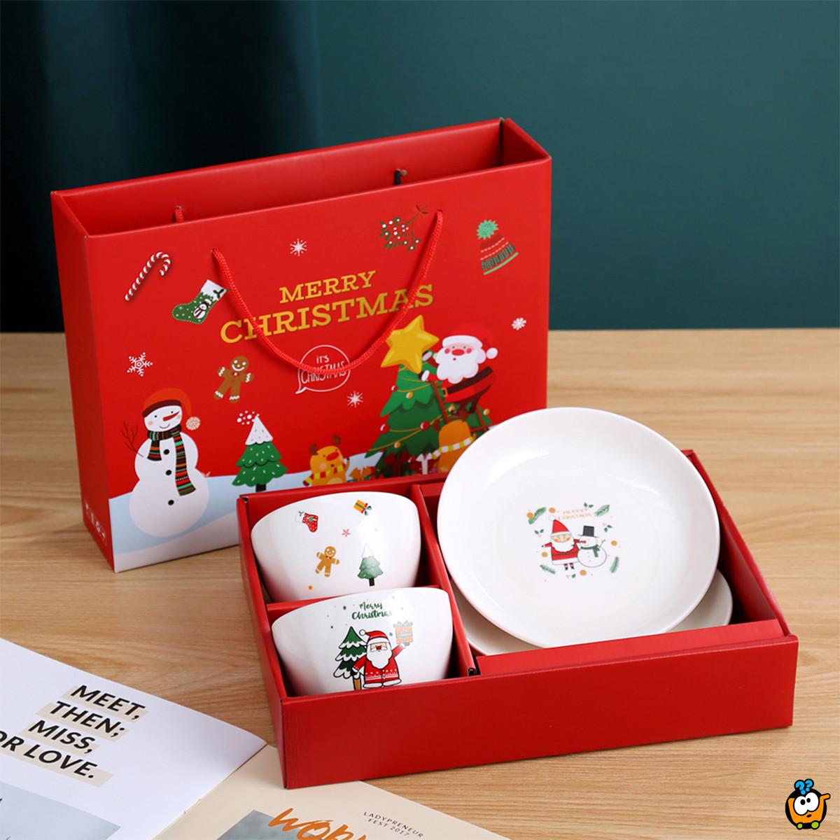 Merry Christmas - set keramičkih činija i tanjira u prazničnom pakovanju