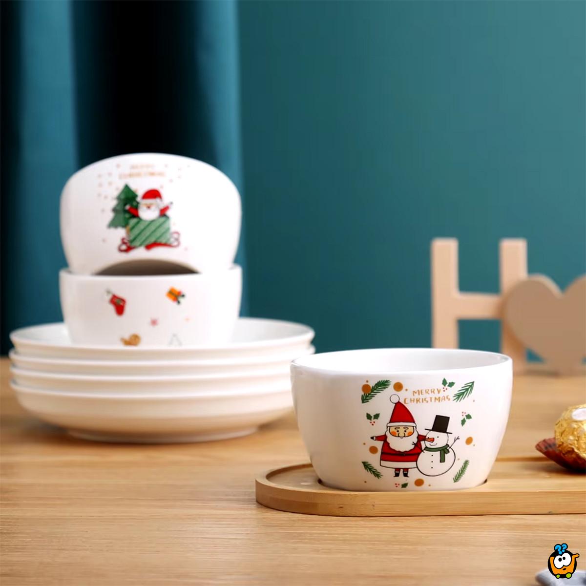 Merry Christmas - set keramičkih činija i tanjira u prazničnom pakovanju