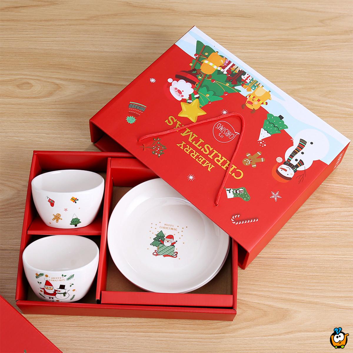 Merry Christmas - set keramičkih činija i tanjira u prazničnom pakovanju