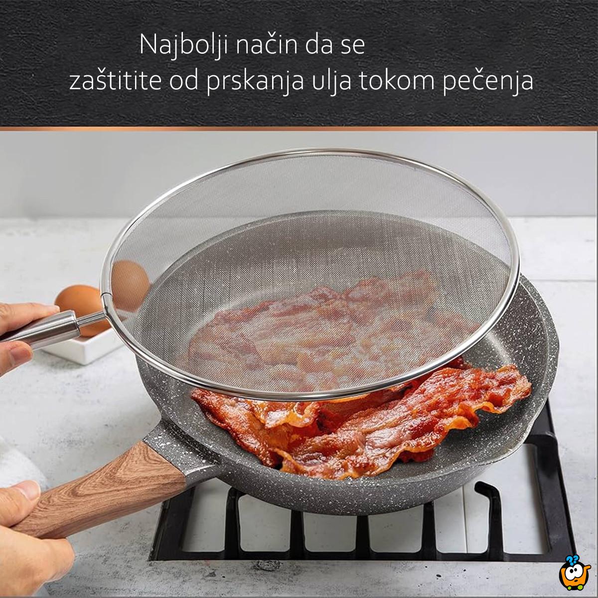 Mrežasti metalni štitnik od prskalnja ulja za tiganje i šerpe