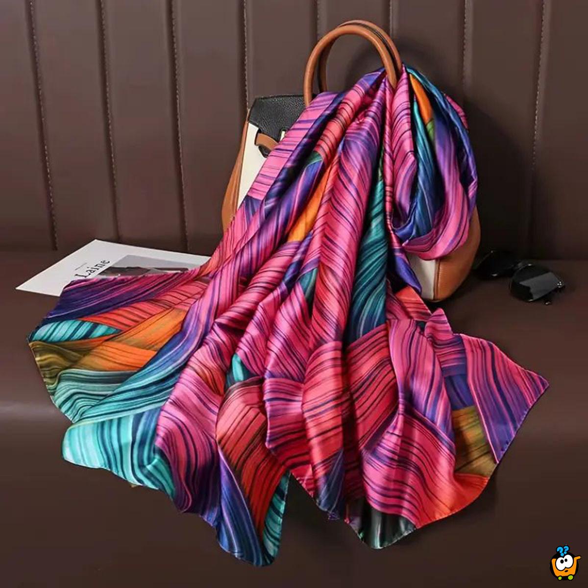 PINK RAINBOW SCARF - Ešarpa za plažu pink boji 