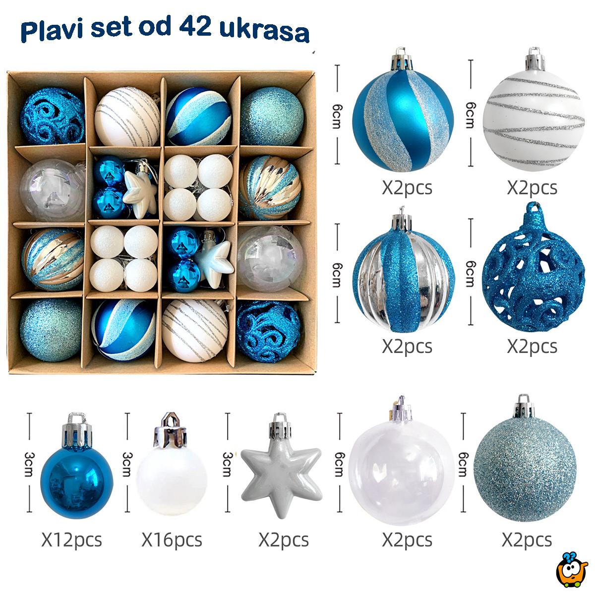 White-Blue Shine set - 42 magična ukrasa za jelku u plavim i belim nijansama