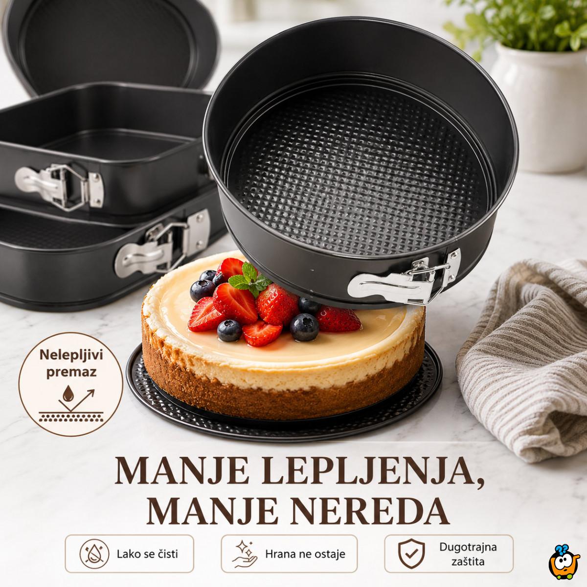 Set od 3 springform kalupa za torte i kolače – okrugli, kvadratni i srce
