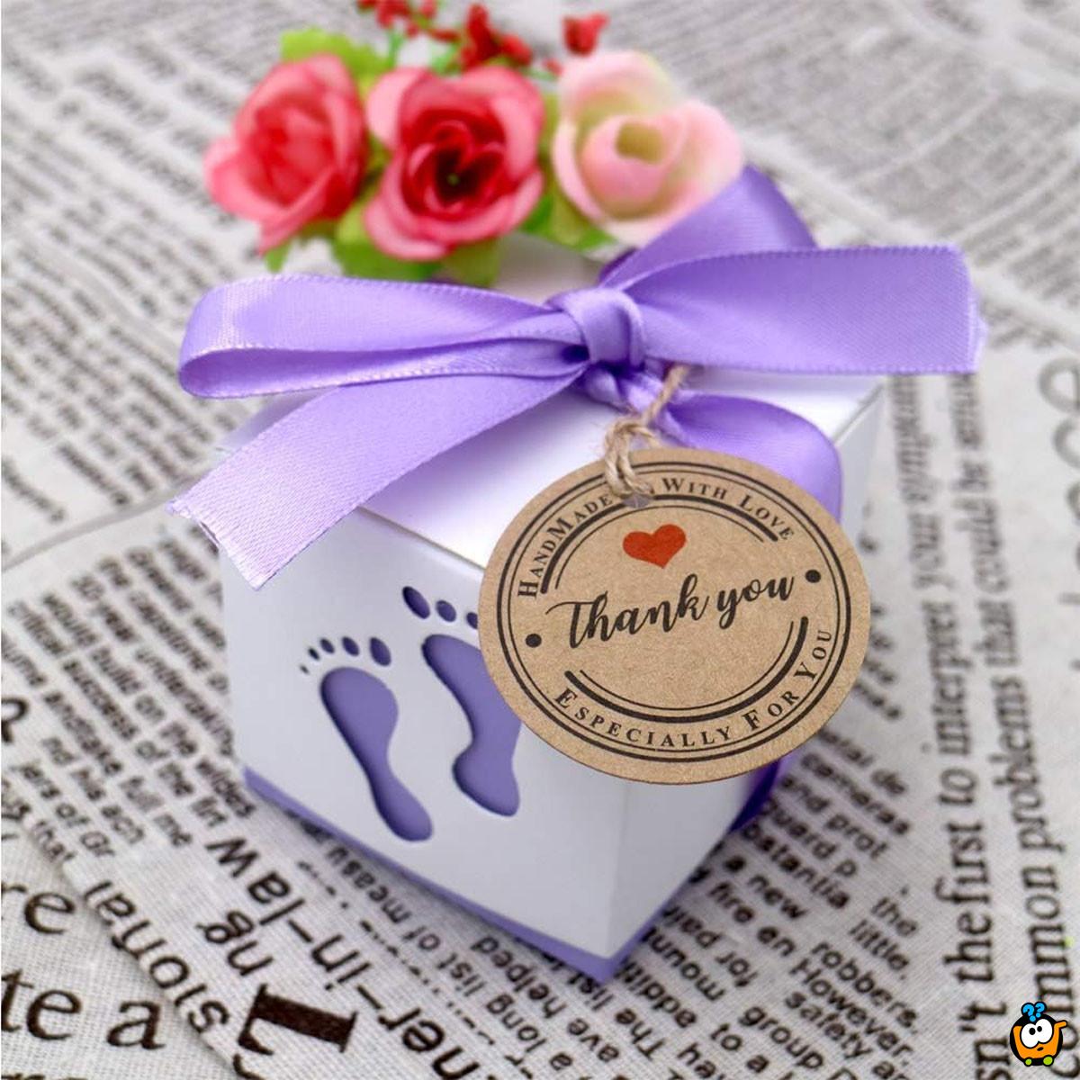 Handmade with love - Kraft set tagova zahvalnica za rukotvorine