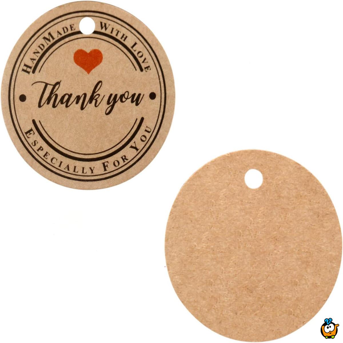 Handmade with love - Kraft set tagova zahvalnica za rukotvorine