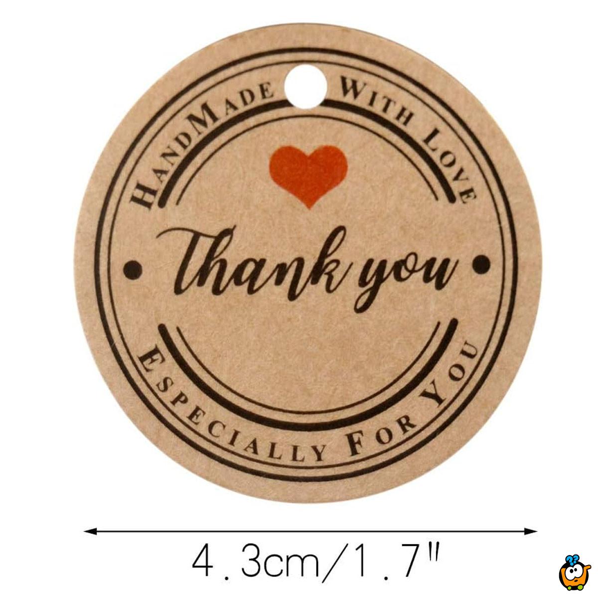 Handmade with love - Kraft set tagova zahvalnica za rukotvorine