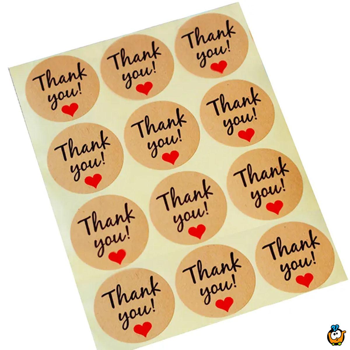 Thank you - set od 12 stiker nalepnica zahvalnica