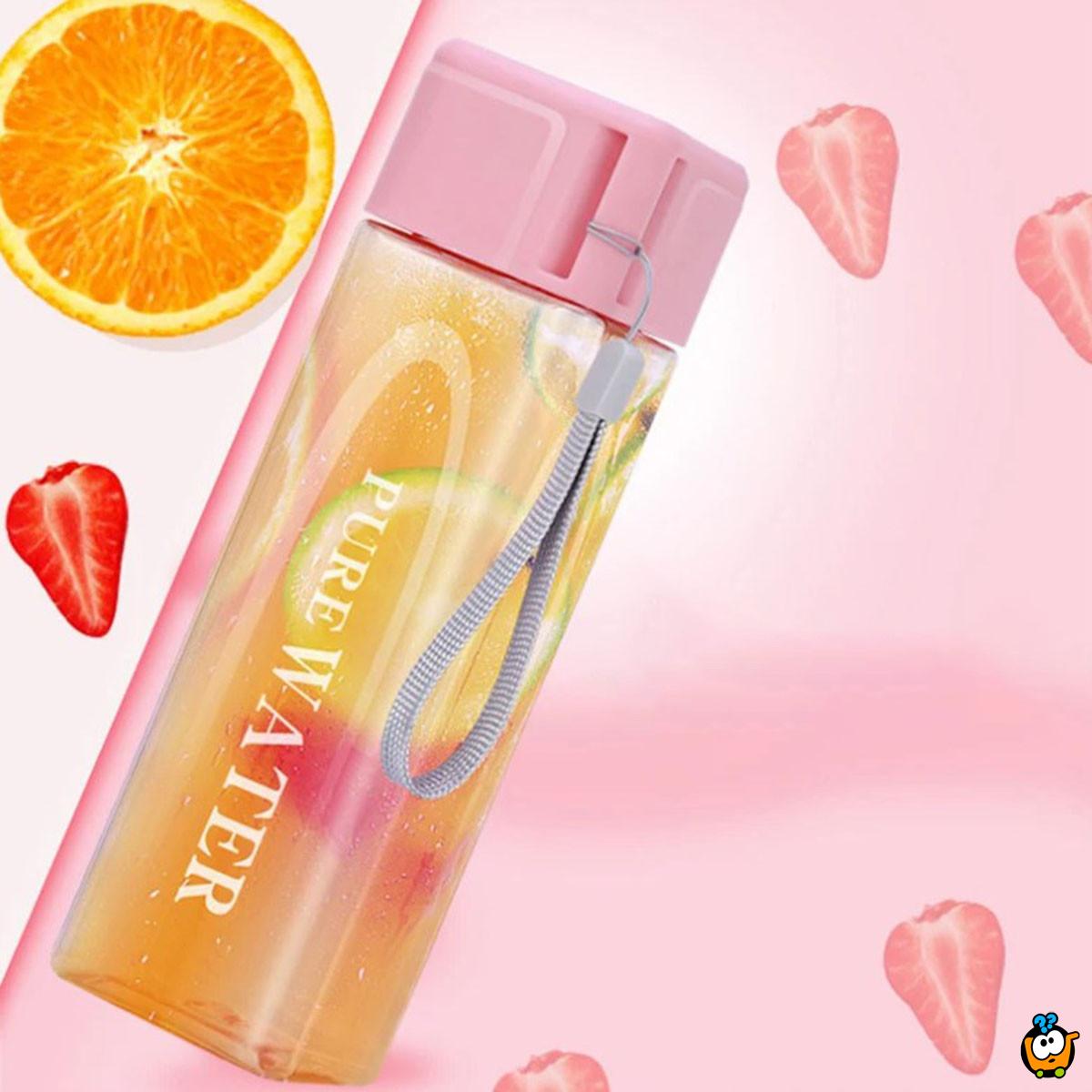 PURE WATER Cup - Transparentna četvrtasta flašica za vodu