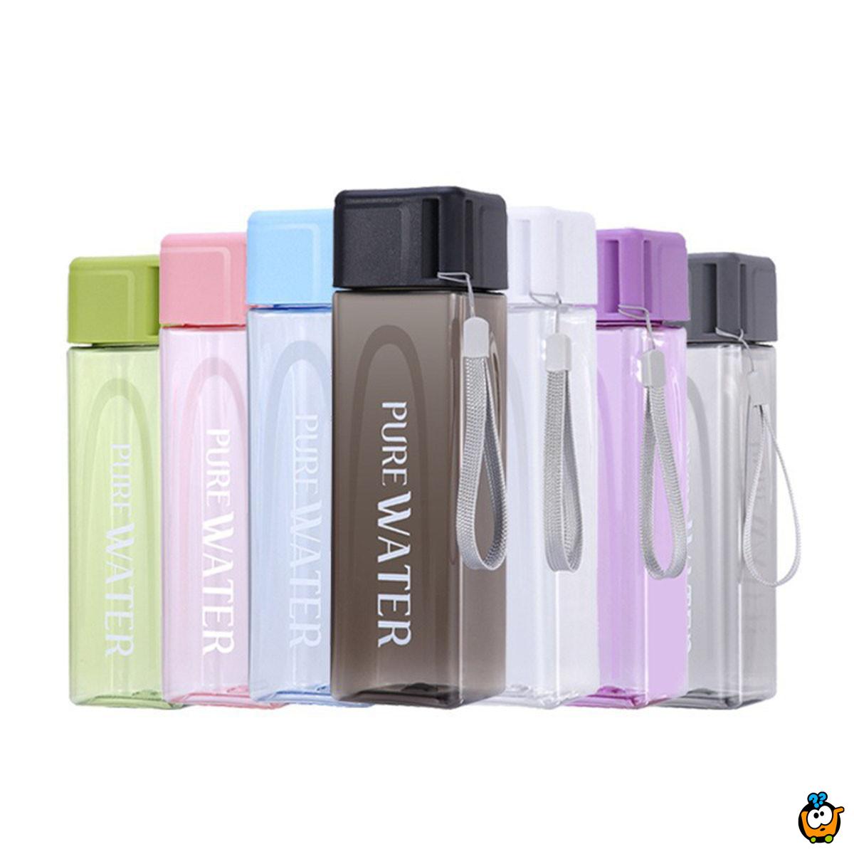 PURE WATER Cup - Transparentna četvrtasta flašica za vodu