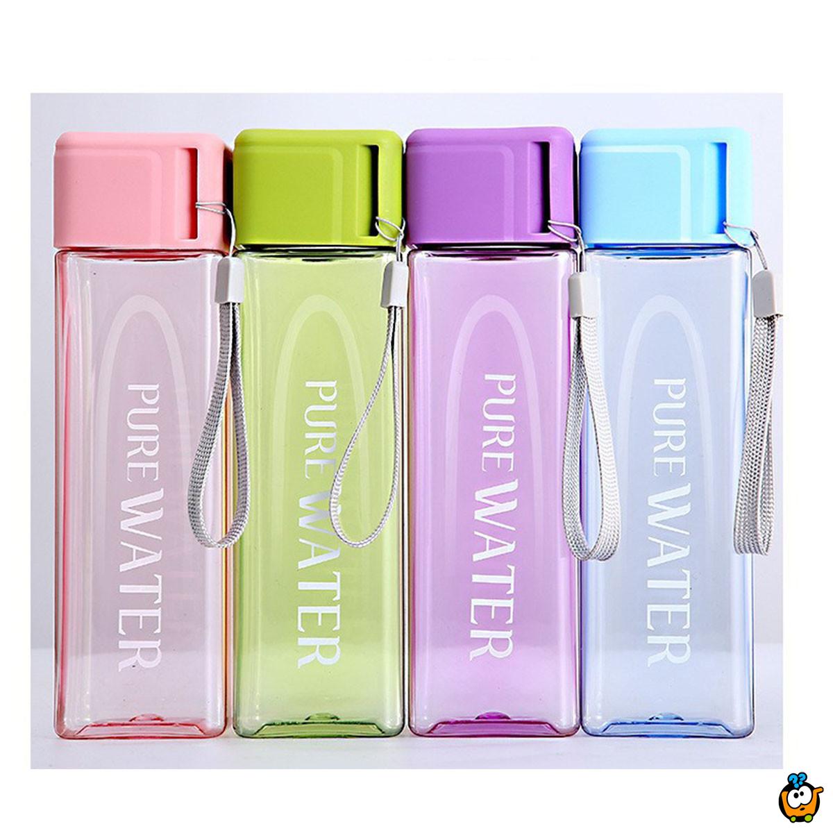 PURE WATER Cup - Transparentna četvrtasta flašica za vodu