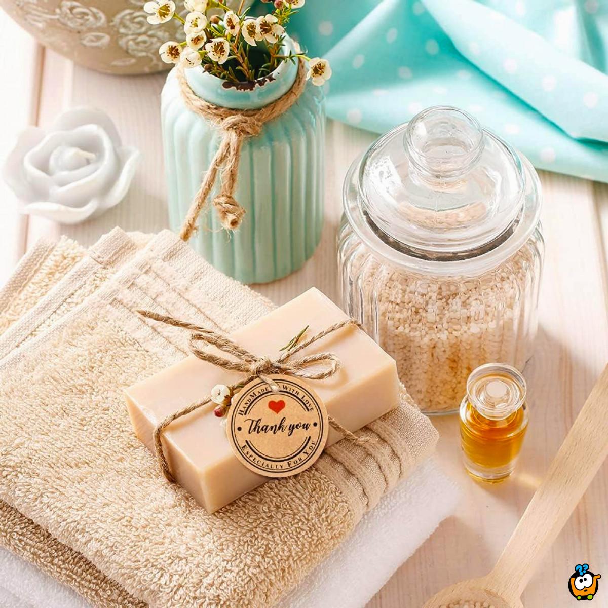 Handmade with love - Kraft set tagova zahvalnica za rukotvorine