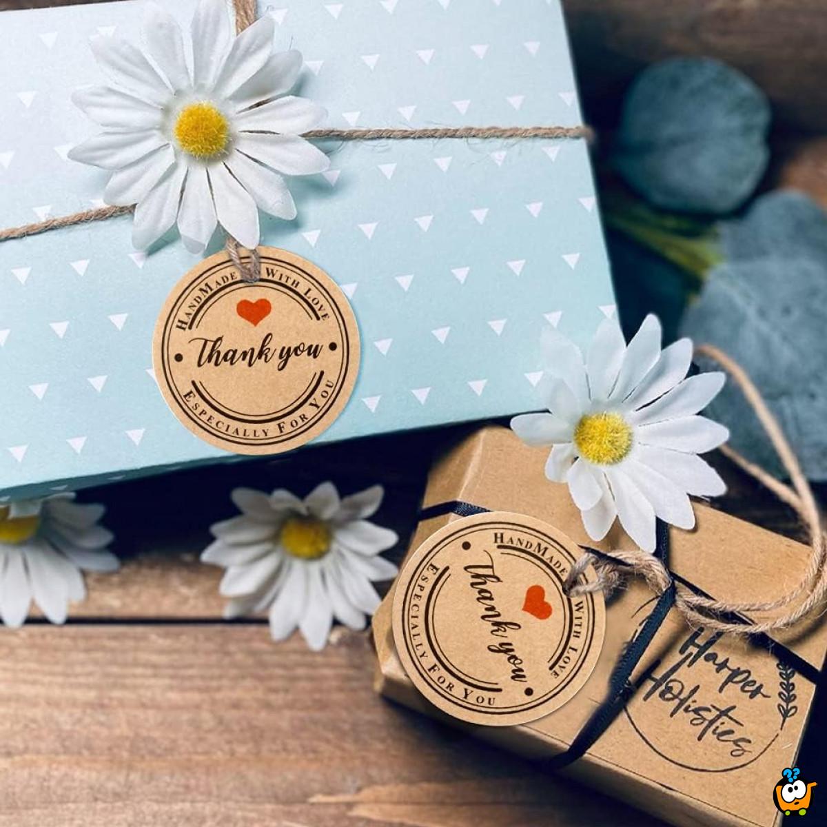 Handmade with love - Kraft set tagova zahvalnica za rukotvorine
