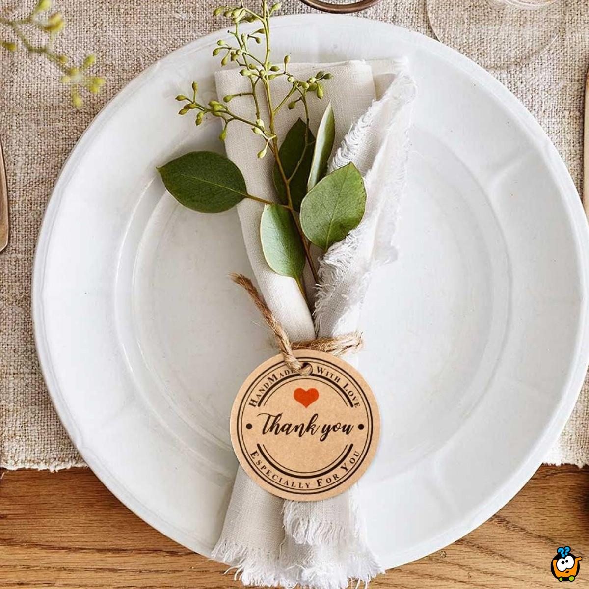 Handmade with love - Kraft set tagova zahvalnica za rukotvorine