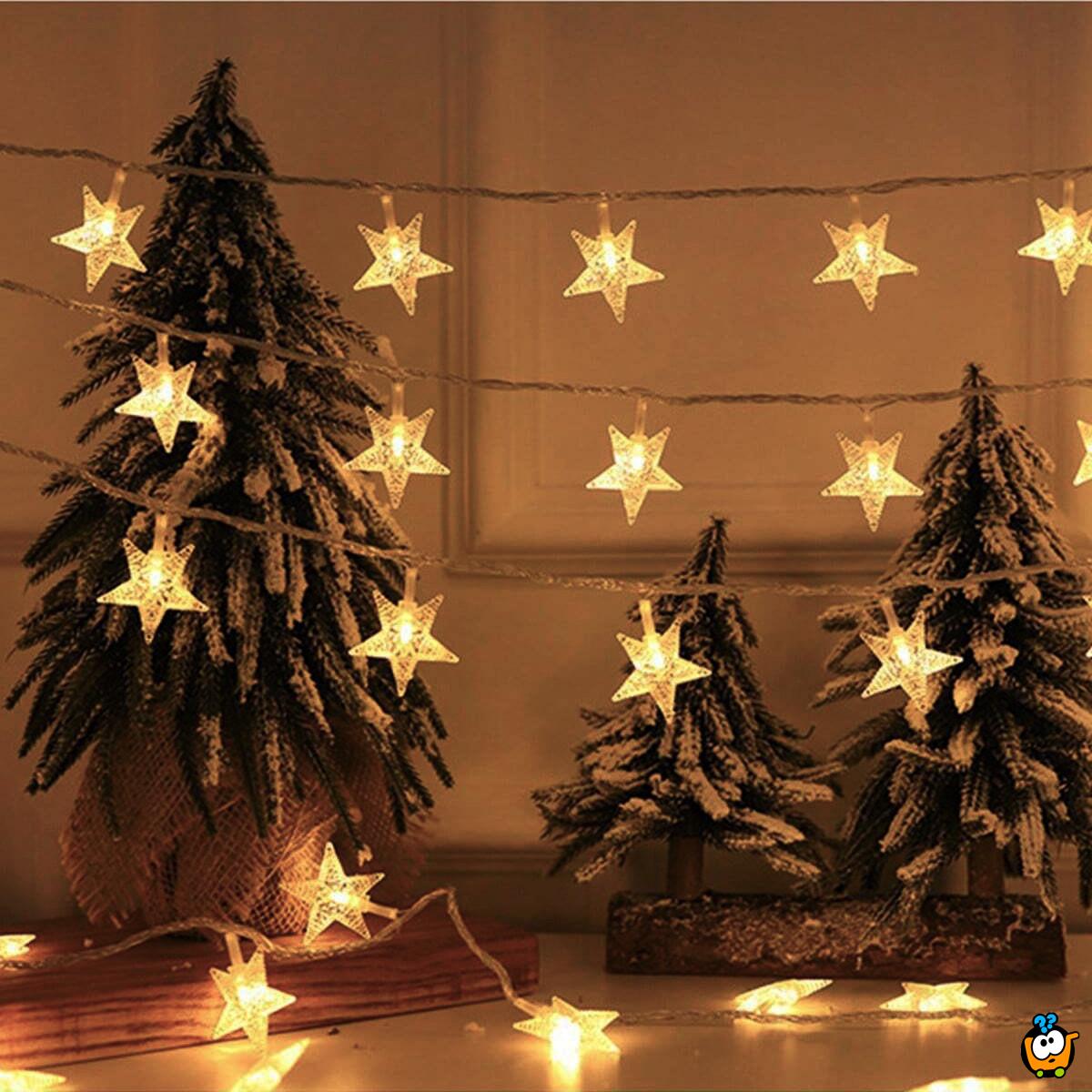 Warm white star light – praznične lampice zvezdice toplo bele 3m