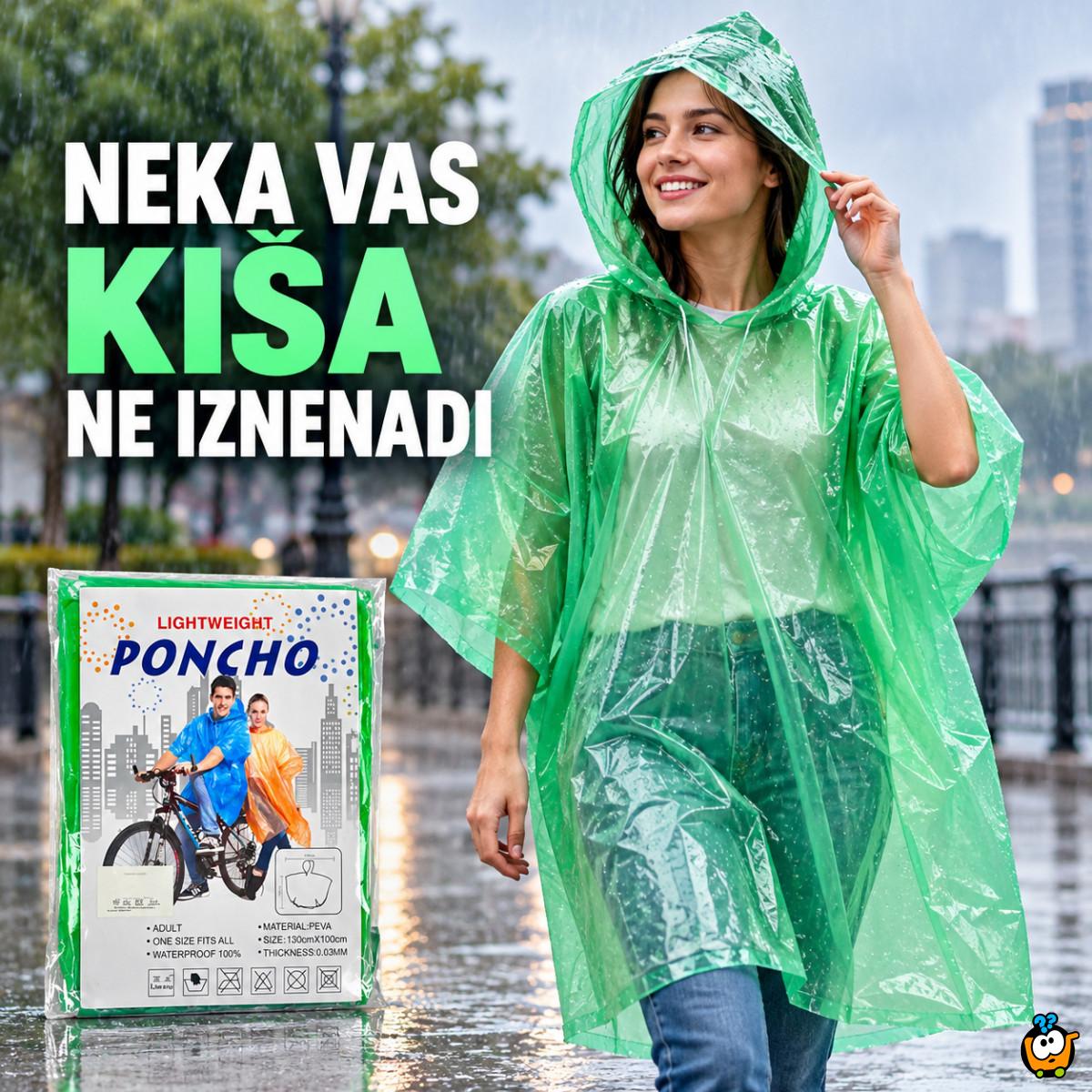 Vodootporni pončo za kišu za odrasle – lagana kabanica sa kapuljačom