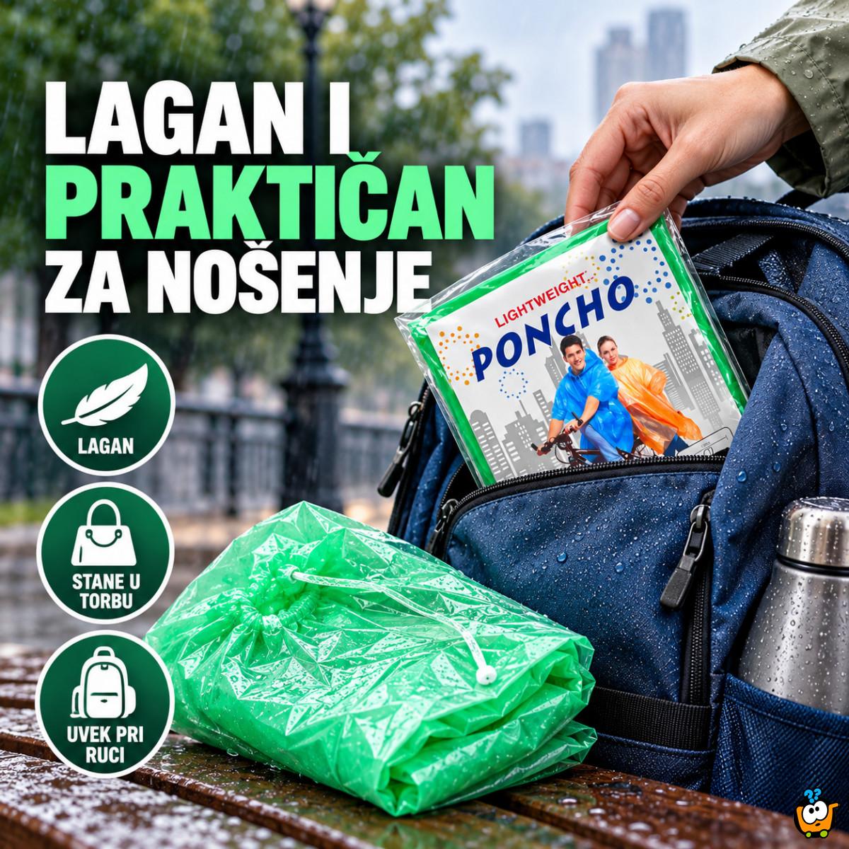 Vodootporni pončo za kišu za odrasle – lagana kabanica sa kapuljačom