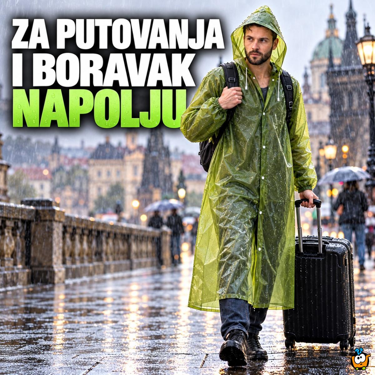 Duga vodootporna kabanica sa kapuljačom i dugmadima – 155 cm