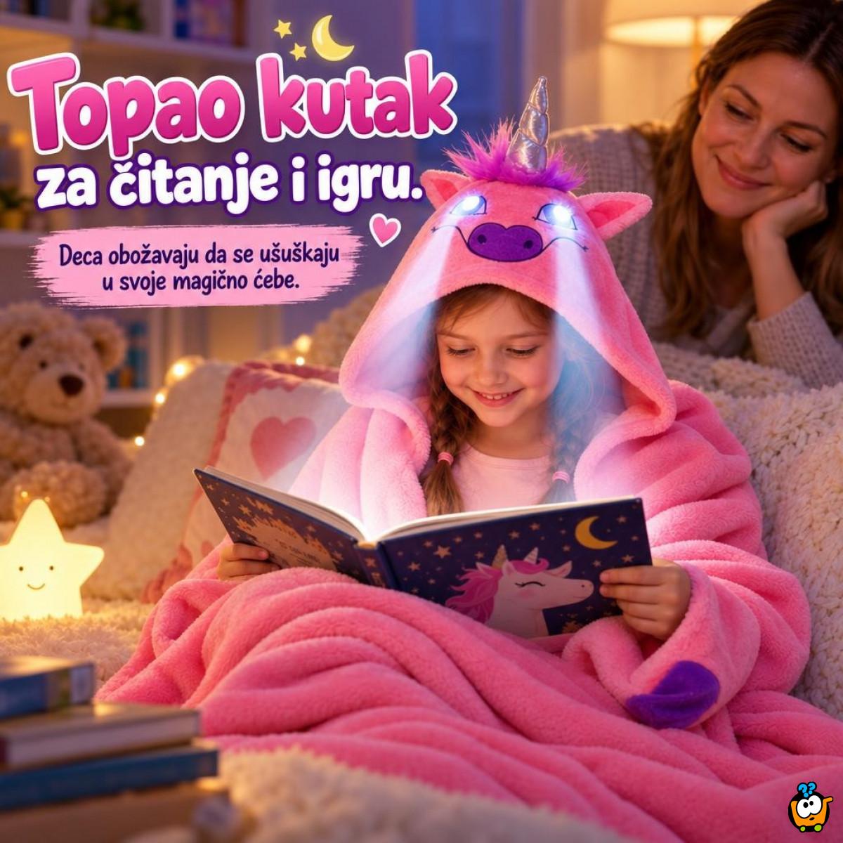 Jednorog Magično ćebe sa svetlima 3 u 1 - Ćebe, jastuk i ogrtač sa kapuljačom