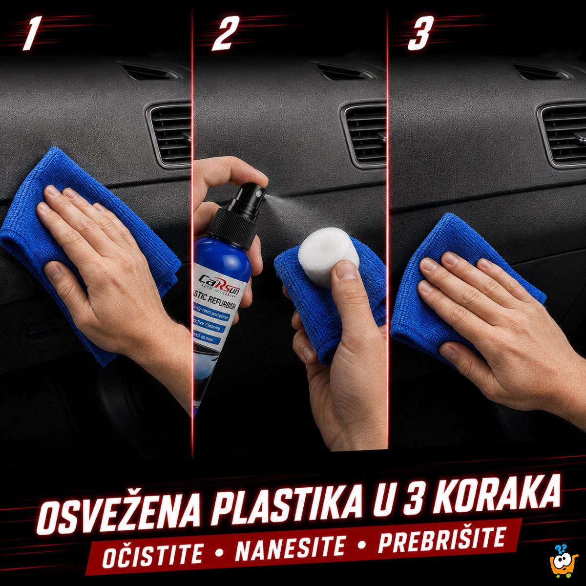 Sprej za obnovu i sjaj plastičnih delova automobila sa mikrofiber krpom – 100 ml