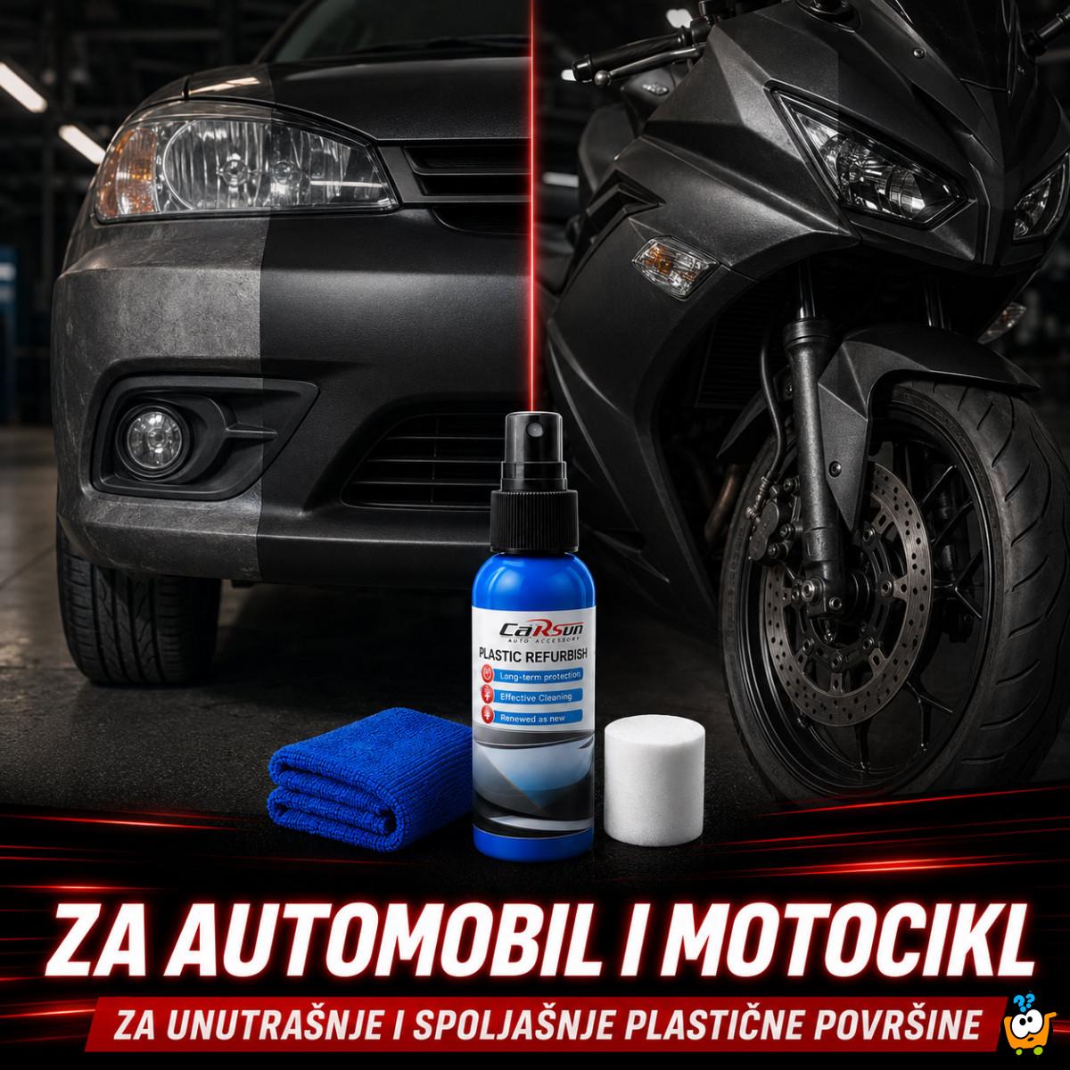 Sprej za obnovu i sjaj plastičnih delova automobila sa mikrofiber krpom – 100 ml
