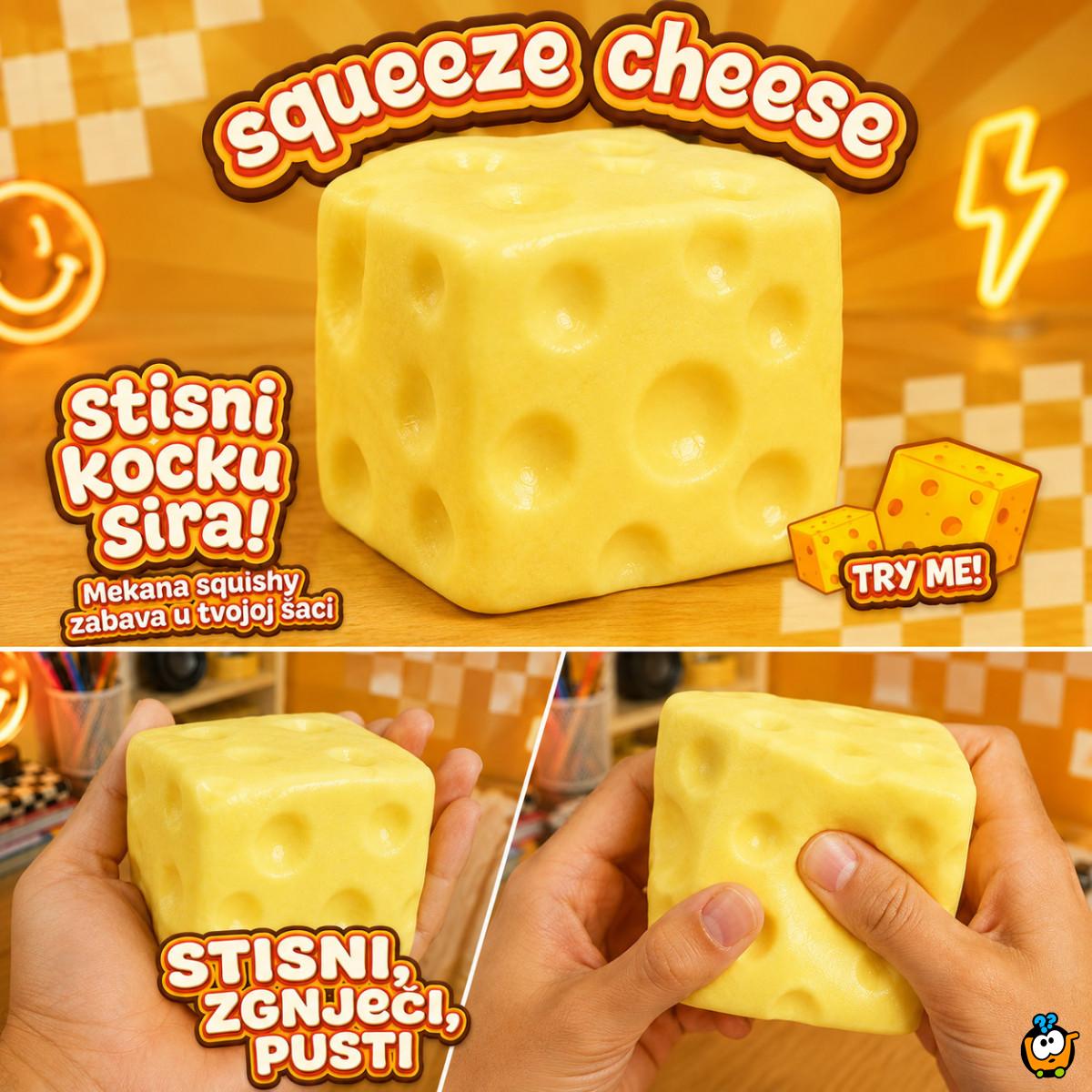 Squishy igračka u obliku sira za stiskanje – 7 cm