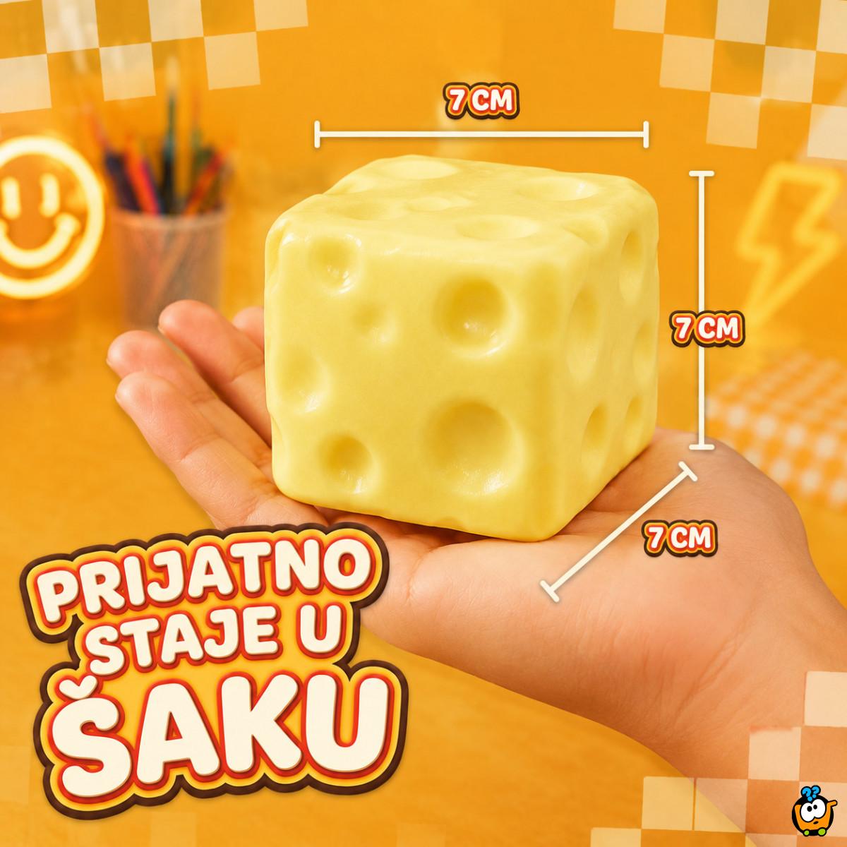 Squishy igračka u obliku sira za stiskanje – 7 cm