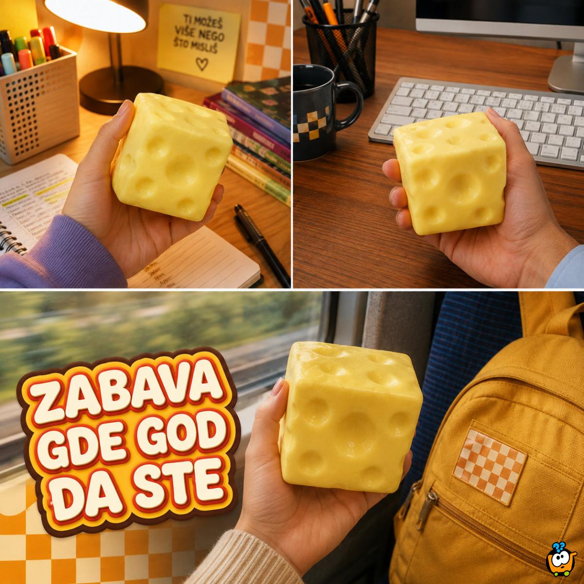 Squishy igračka u obliku sira za stiskanje – 7 cm