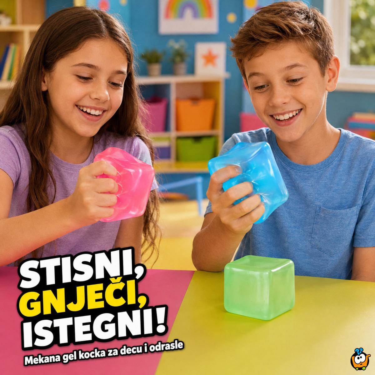 Cube Squeeze Ball – Mekana gel kocka za stiskanje za decu i odrasle