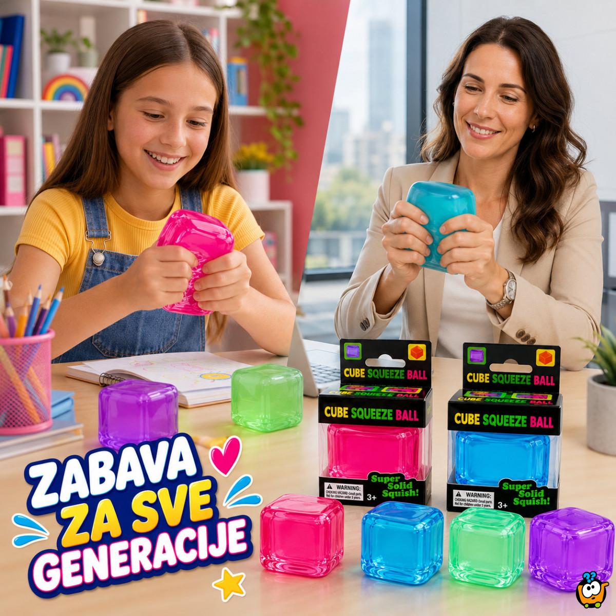 Cube Squeeze Ball – Mekana gel kocka za stiskanje za decu i odrasle