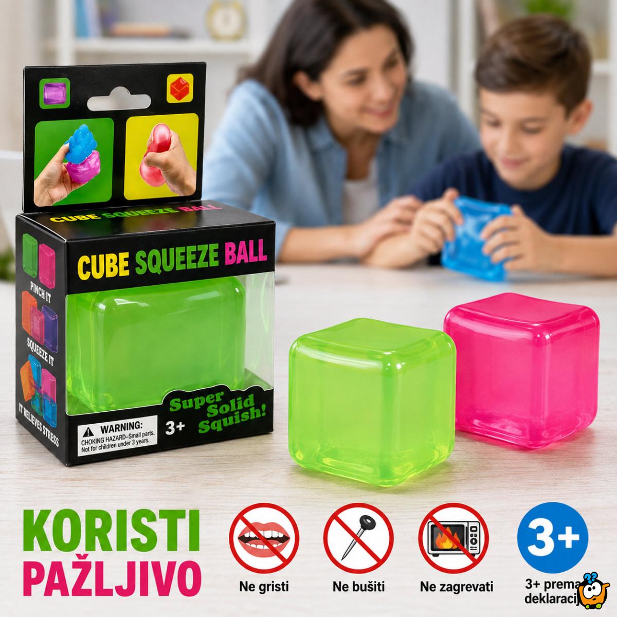 Cube Squeeze Ball – Mekana gel kocka za stiskanje za decu i odrasle