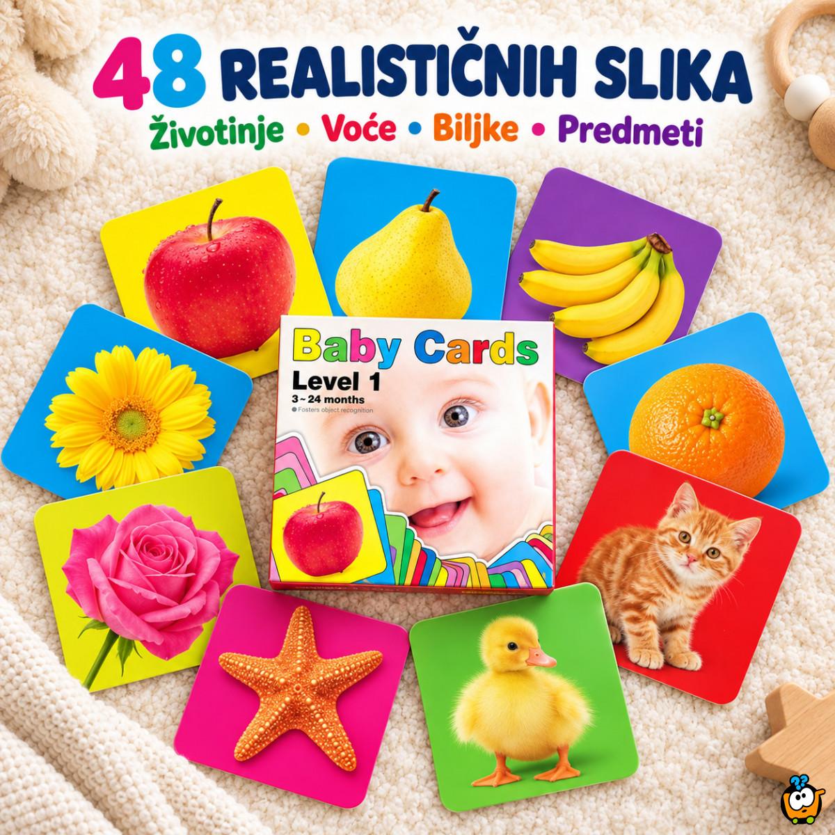 Baby Cards Level 1 – realistične kartice za prepoznavanje predmeta (3–24 meseca)