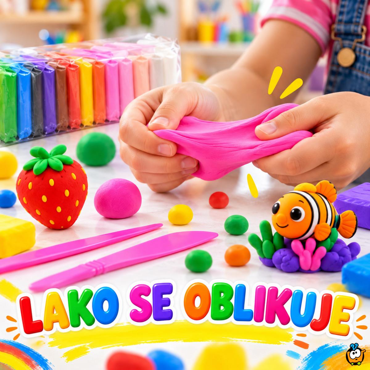 Super Light Clay – samosušeća masa za modelovanje i oblikovanje, 12 boja + 3 alata
