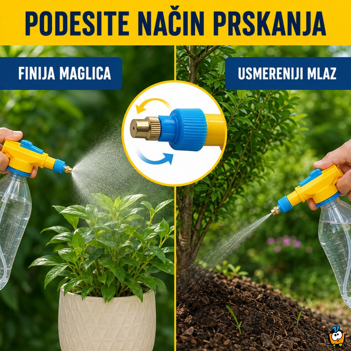 Ručna prskalica za plastične flaše – podesiva maglica i mlaz
