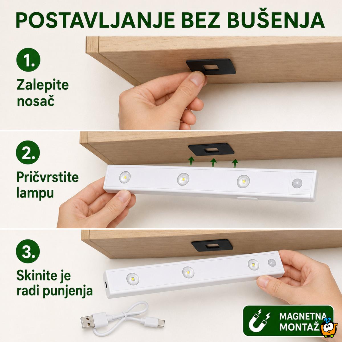 Magnetna LED lampa sa senzorom pokreta 40 cm sa USB kablom