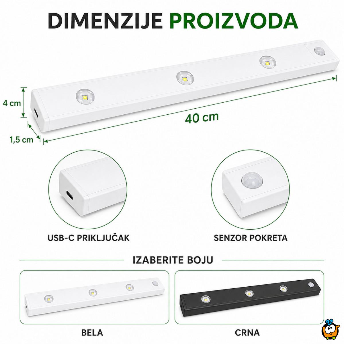 Magnetna LED lampa sa senzorom pokreta 40 cm sa USB kablom