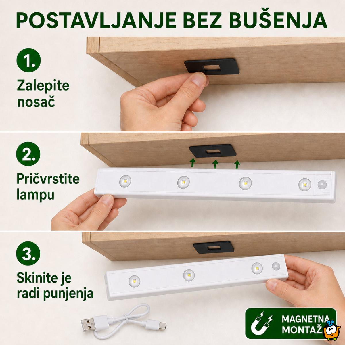 Magnetna LED lampa sa senzorom pokreta 60 cm sa USB kablom