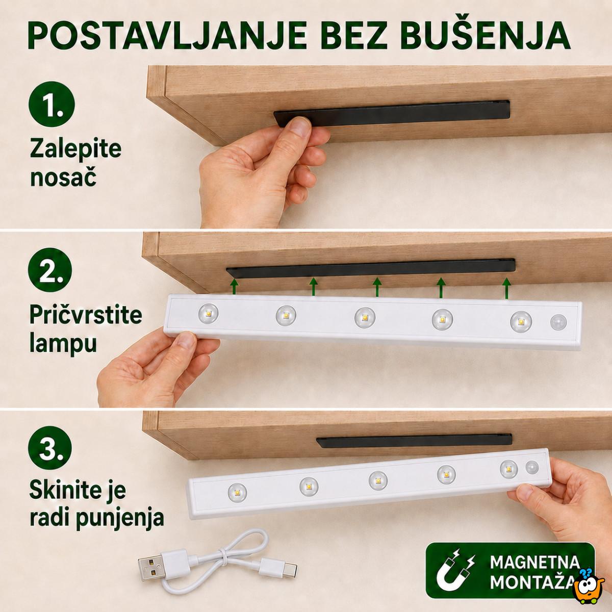 Magnetna LED lampa sa senzorom pokreta 80 cm sa USB kablom