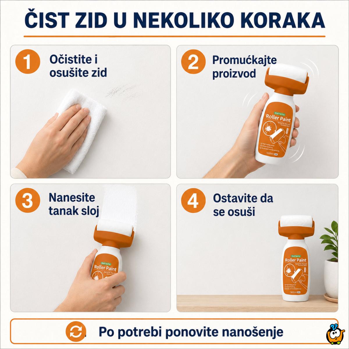 Valjak sa belom bojom za brzo krečenje i osvežavanje zidova – 500 g