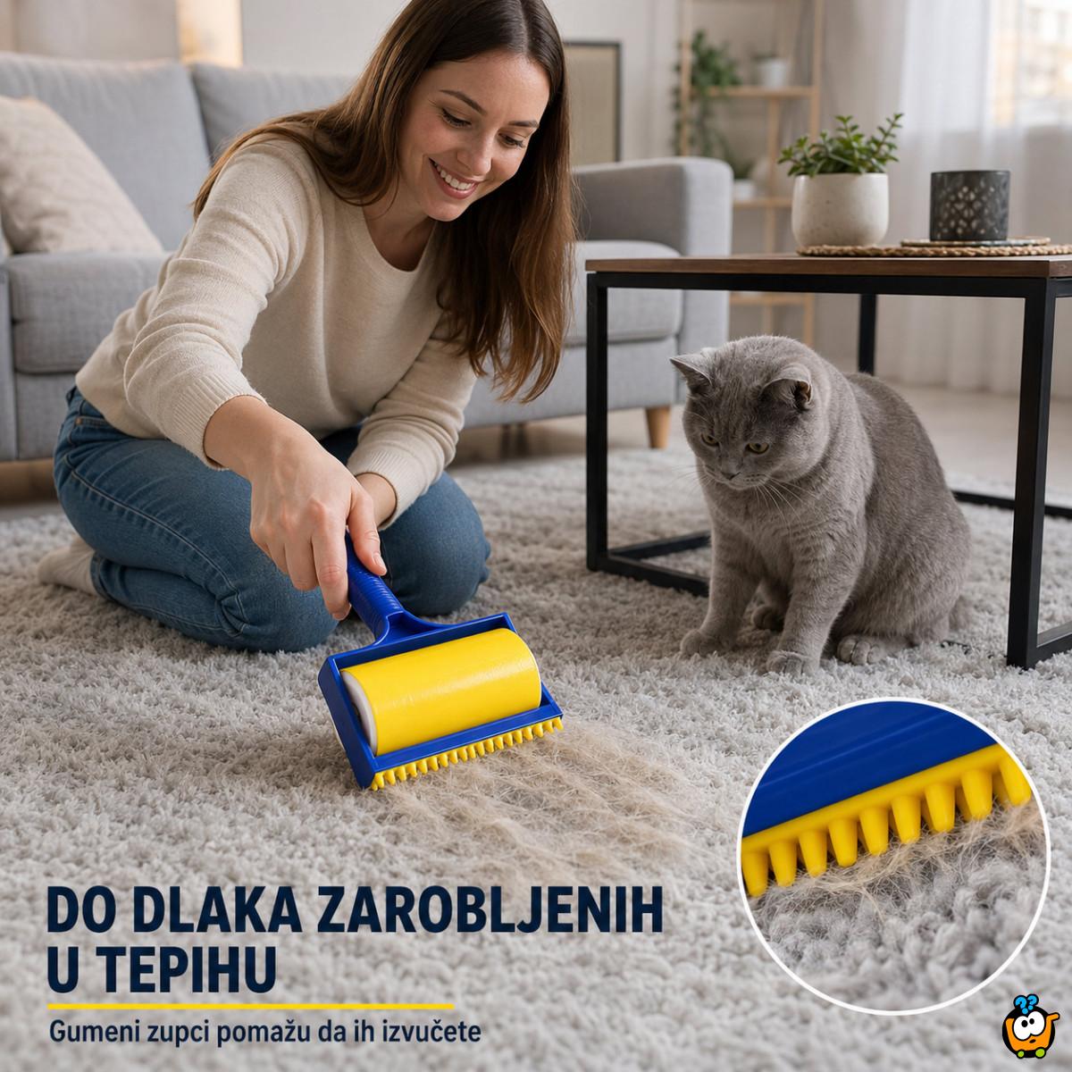 Perivi lepljivi valjak 2u1 za dlake i nečistoće – veliki + putni valjak