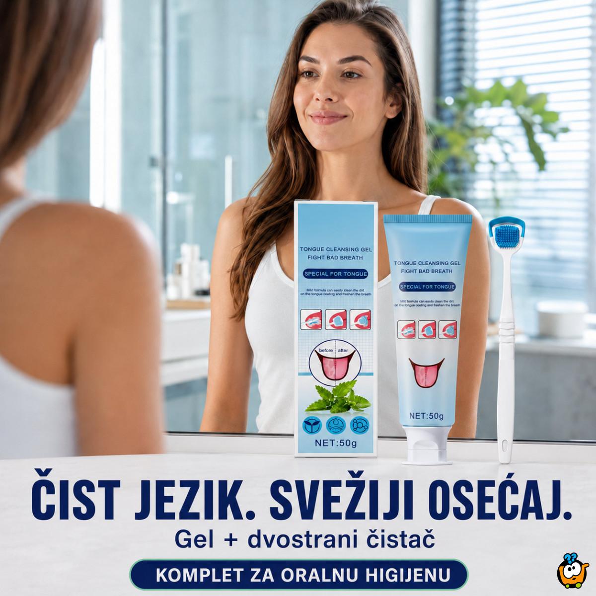Set za čišćenje jezika sa gelom i dvostranim čistačem