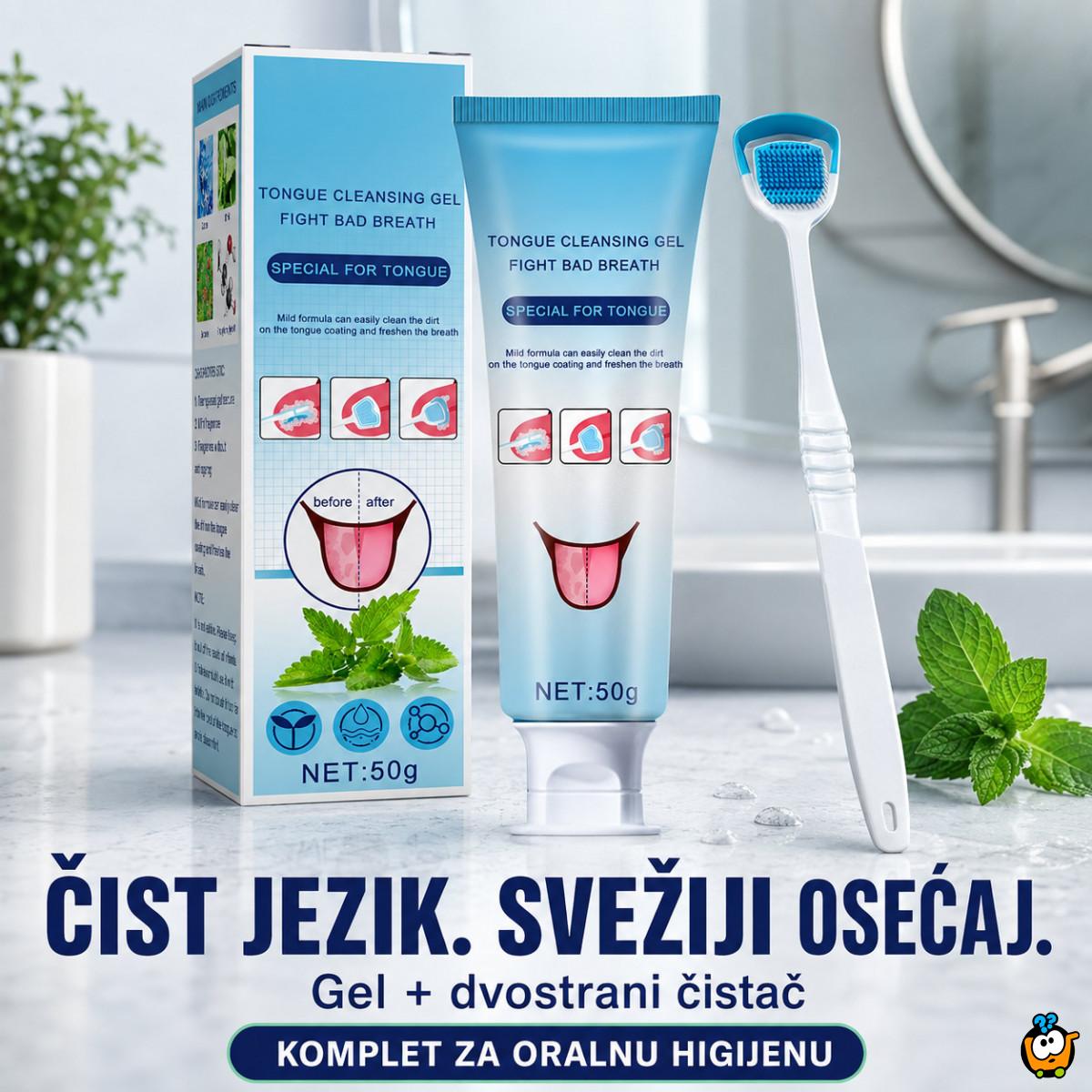 Set za čišćenje jezika sa gelom i dvostranim čistačem