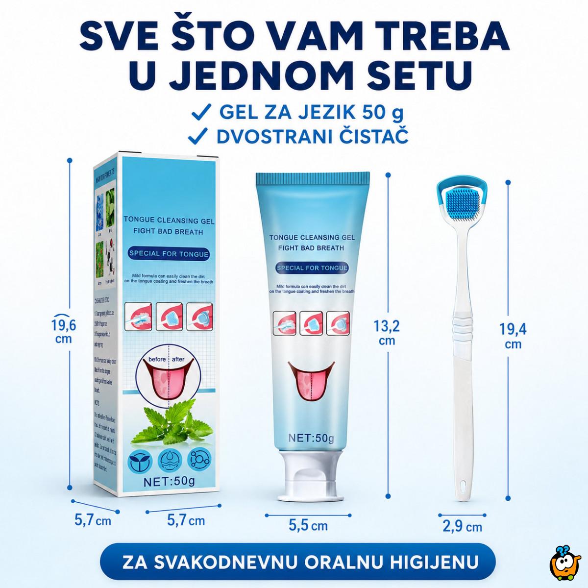 Set za čišćenje jezika sa gelom i dvostranim čistačem