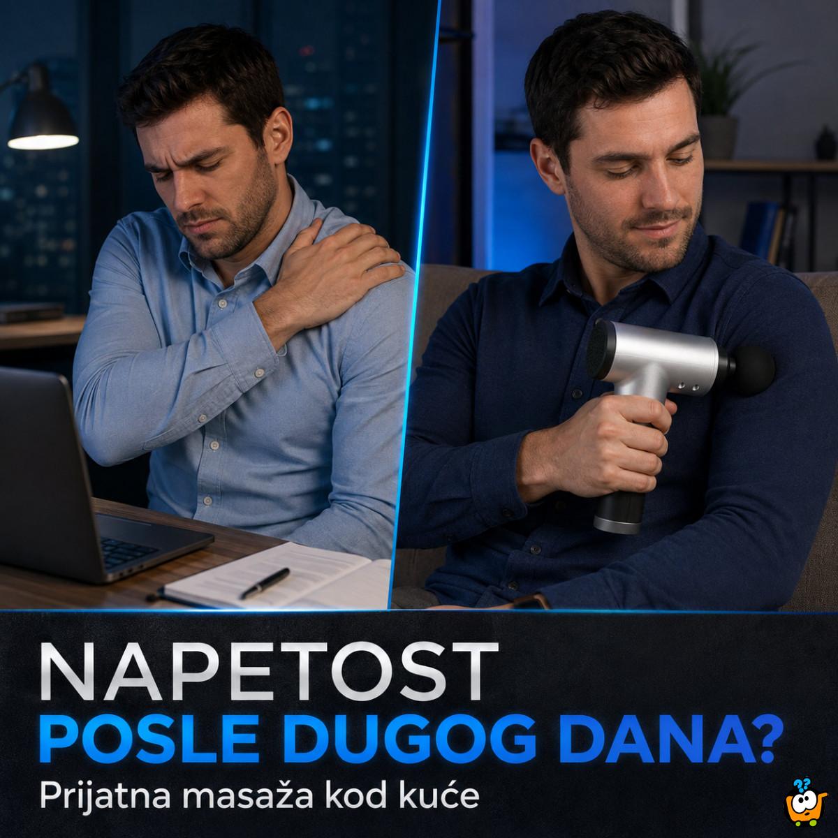 Bežični masažni pištolj sa 4 glave i podesivim intenzitetom
