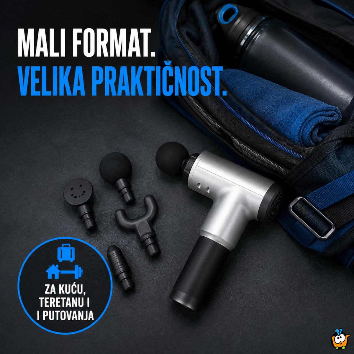 Bežični masažni pištolj sa 4 glave i podesivim intenzitetom