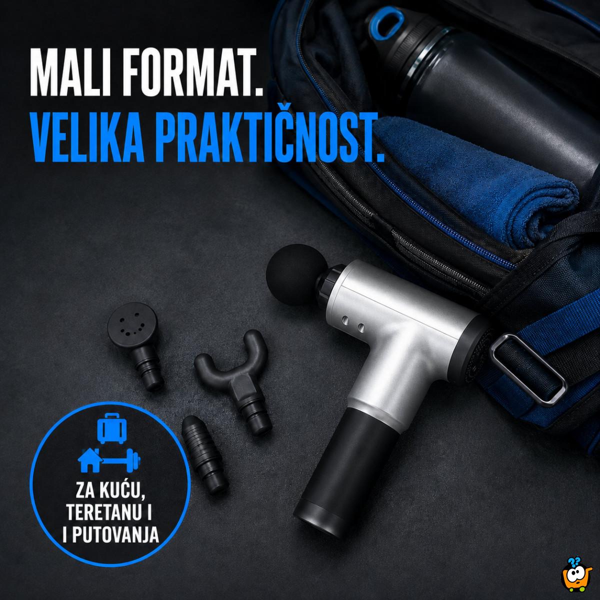 Bežični masažni pištolj sa 4 glave i podesivim intenzitetom