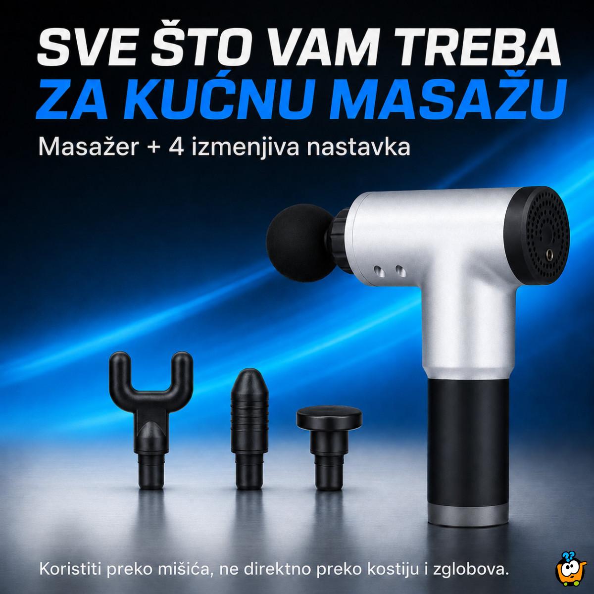 Bežični masažni pištolj sa 4 glave i podesivim intenzitetom