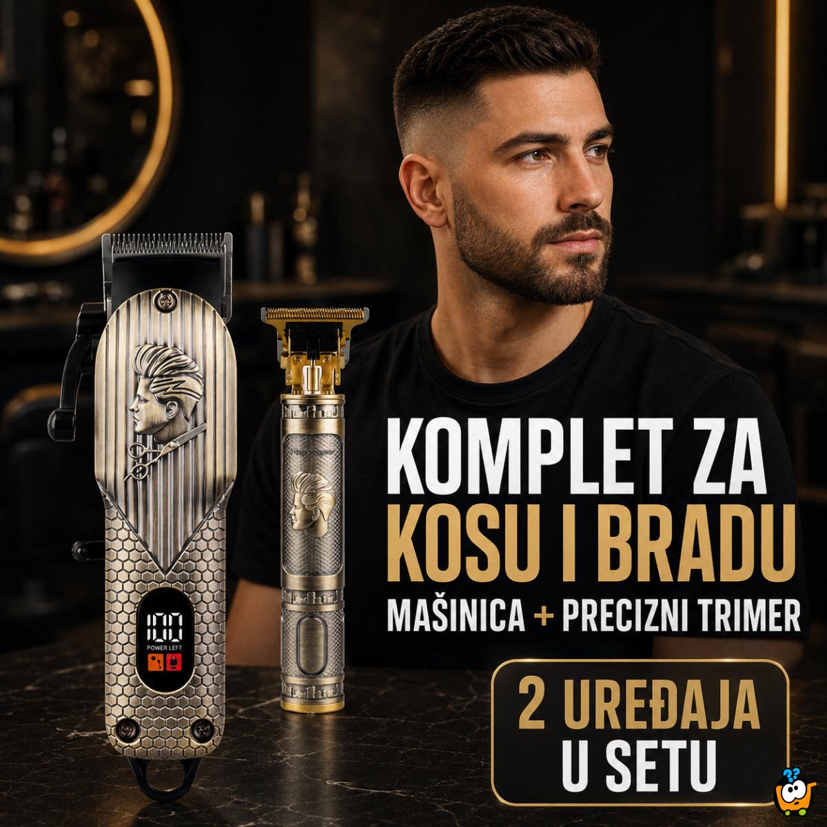 RETRO Bežični set za šišanje i oblikovanje brade 2u1 – mašinica + precizni T-trimer