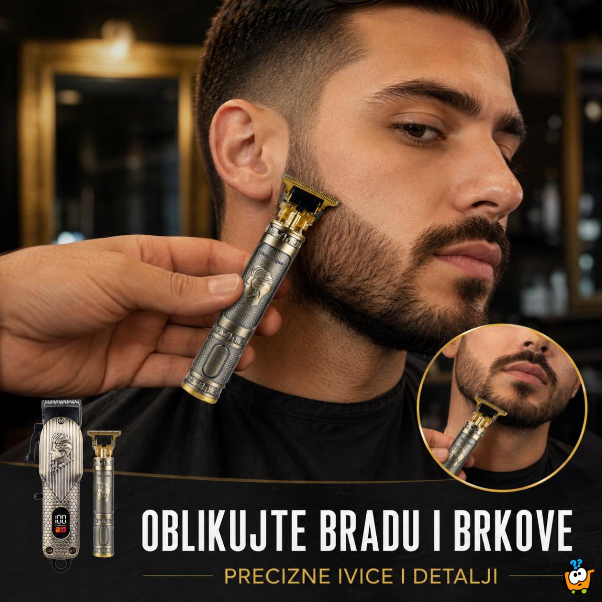RETRO Bežični set za šišanje i oblikovanje brade 2u1 – mašinica + precizni T-trimer